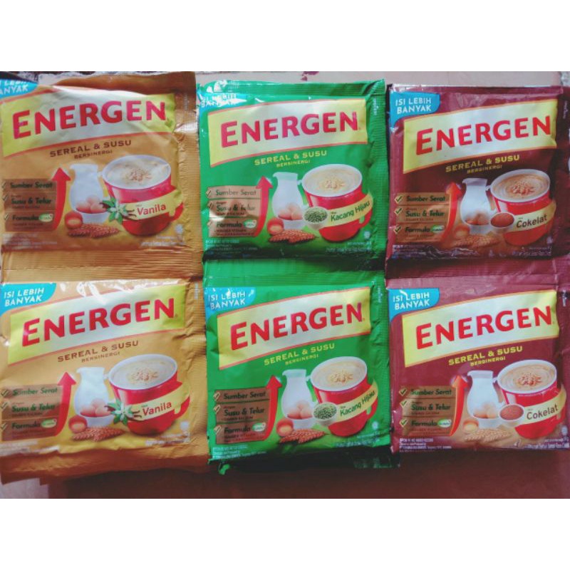 

Energen isi 10x30g kemasan baru/ energen sereal/ Energen kurma/energen coklat kacang hijau vanila/ energen sereal/energen