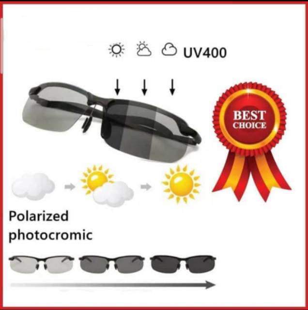 Kacamata anti silau siang dan malam photochromic polarized sunglasses