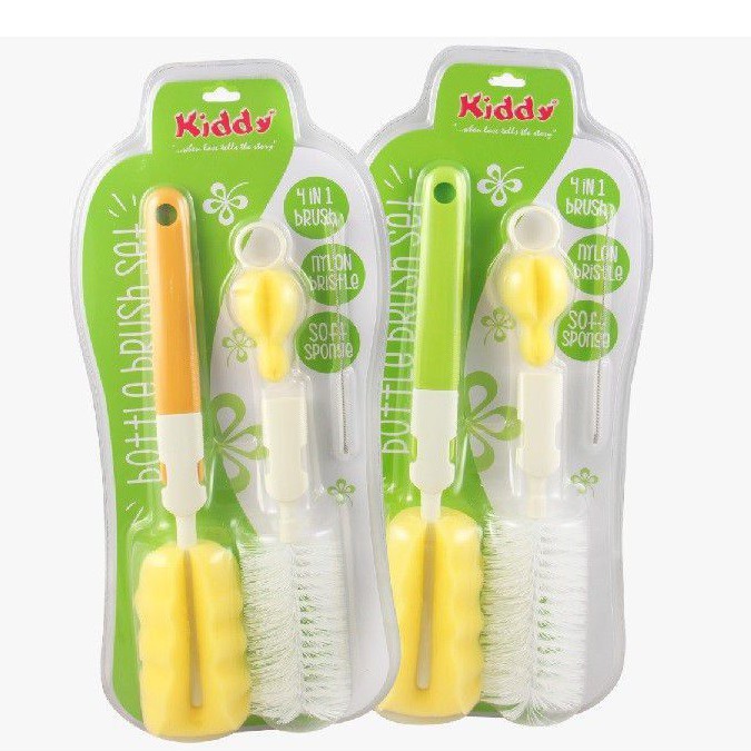 Kiddy Bottle Brush Set 4in1  / 2in 1  Sikat Sponge Botol dan Dot Bayi Isi 4pcs kiddy sy17 s1 KD 9303 Kiddy Curve Bottle Brush - Sikat Botol Susu Bayi