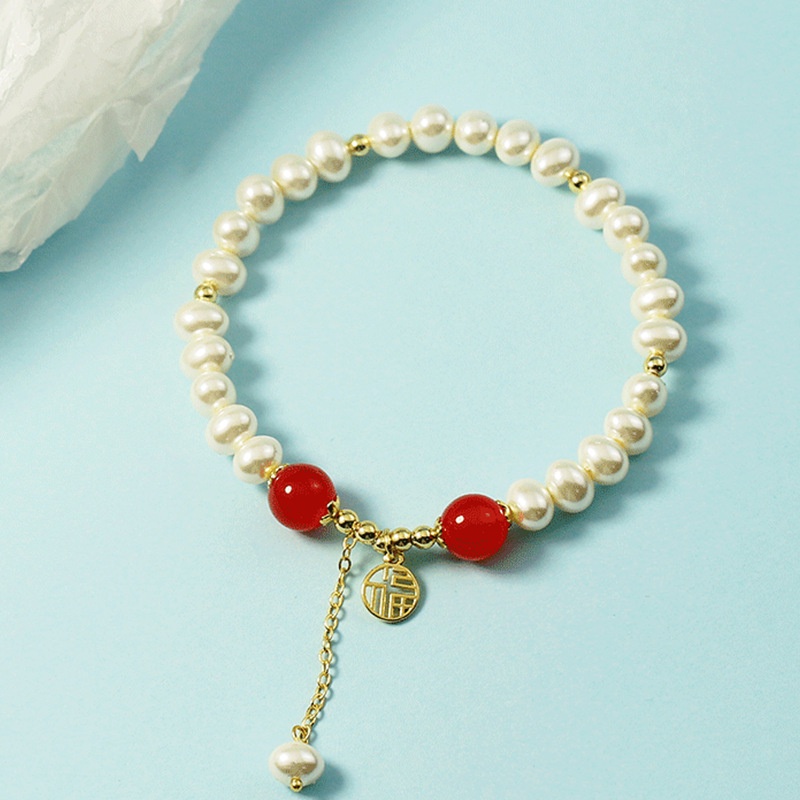 Gelang Tangan Manik-Manik Batu Jade Bulat Natural Untuk Wanita / Hadiah Valentine