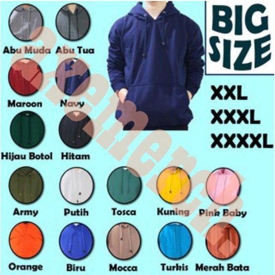 pre order hoodie jumper polos bigsize XXL XXXL XXXXL banyak warna untuk pria dan wanita