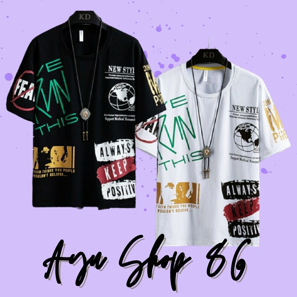 Baju Atasan Kaos Pria Laki-laki Dewasa Remaja Modern Kekinian Terbaru Trend 2021 Tshirt Fashion Cowo
