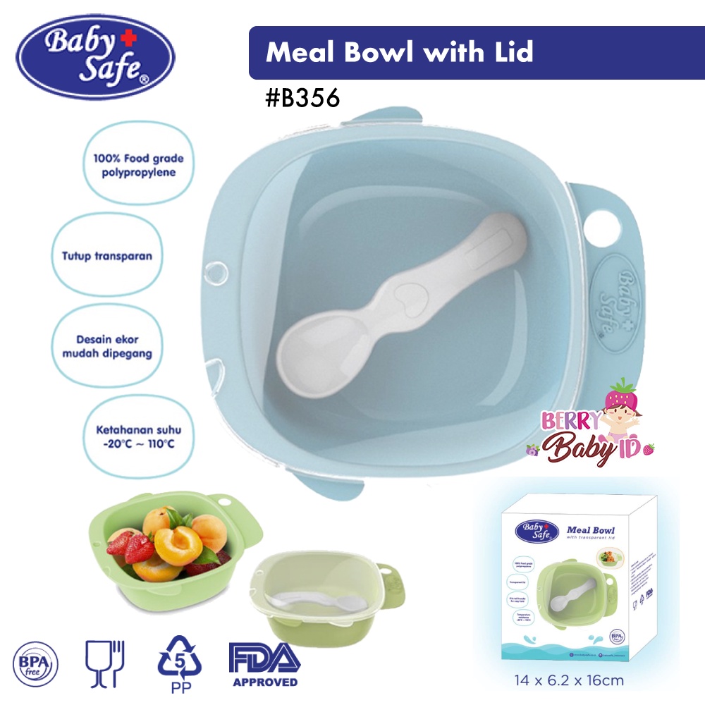 Baby Safe Baby Meal Bowl With Lid Mangkok Bayi dengan Tutup MPASI B356 Berry Mart