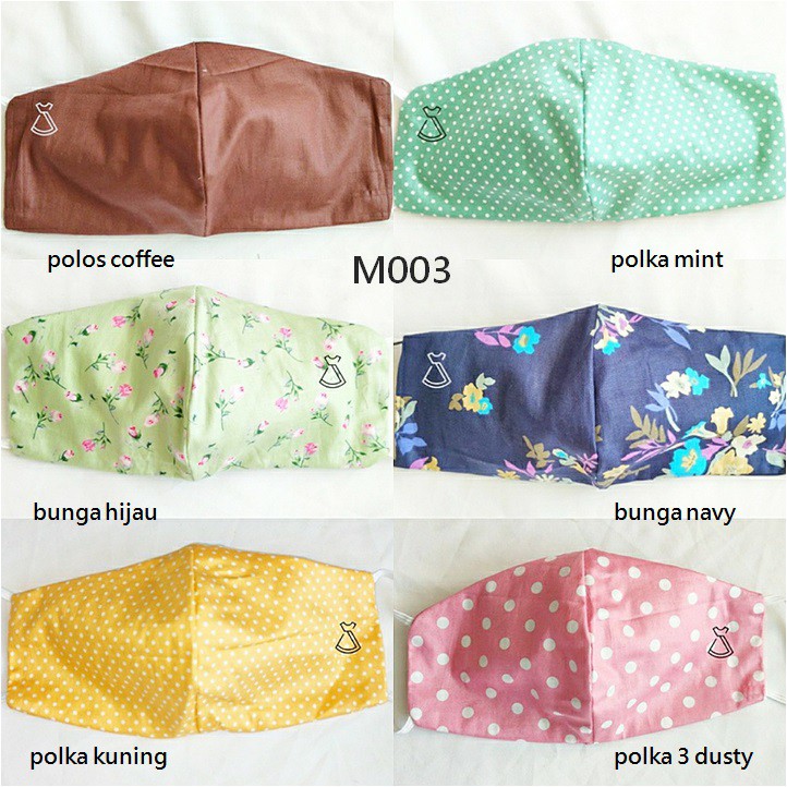 M003 - Masker Kain soft katun 2 Lapis Lembut motif polkadot anti debu Murah