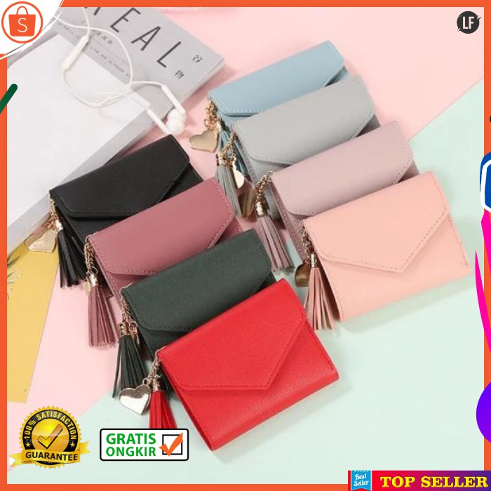 DOMPET LIPAT WANITA MINI KEKINIAN FASHION CEWEK KOREA KARAKTER POLOS WALLET WOMEN A2