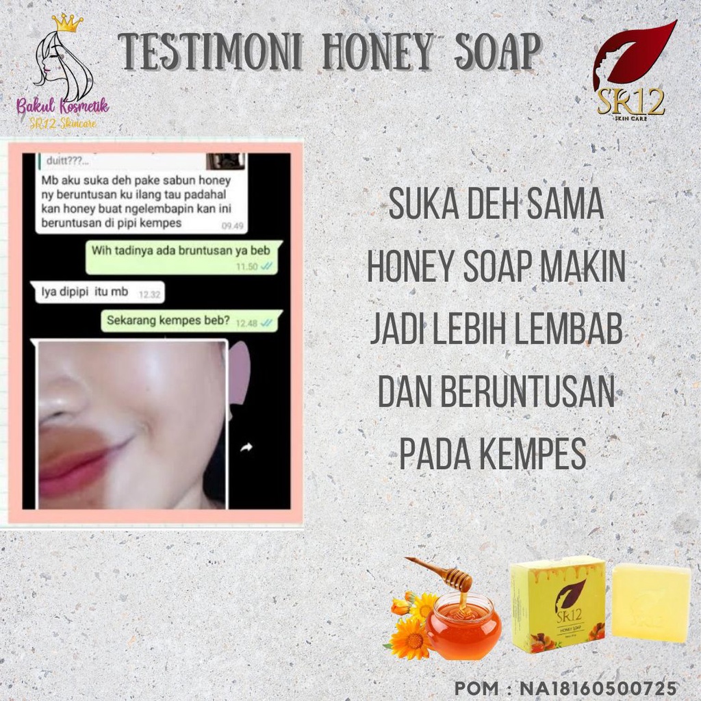 Herbal Soap Honey SR12 Sabun Madu Pencuci Muka Kulit Wajah Kering dan Sensitif