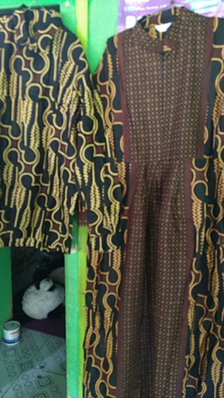 Gamis Mataram Parang Black/long Dress Batik Syari/terusan Batik/seragam Batik/gamis Batik Busui