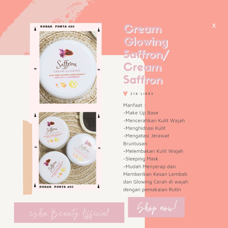 CREAM GLOWING SAFFRON ORIGINAL 100% BPOM