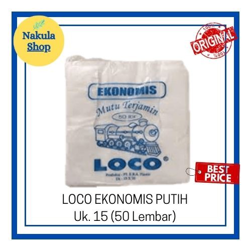 Kantong Plastik Kresek Loco Ekonomis 15 x 30 Putih isi 50 lembar