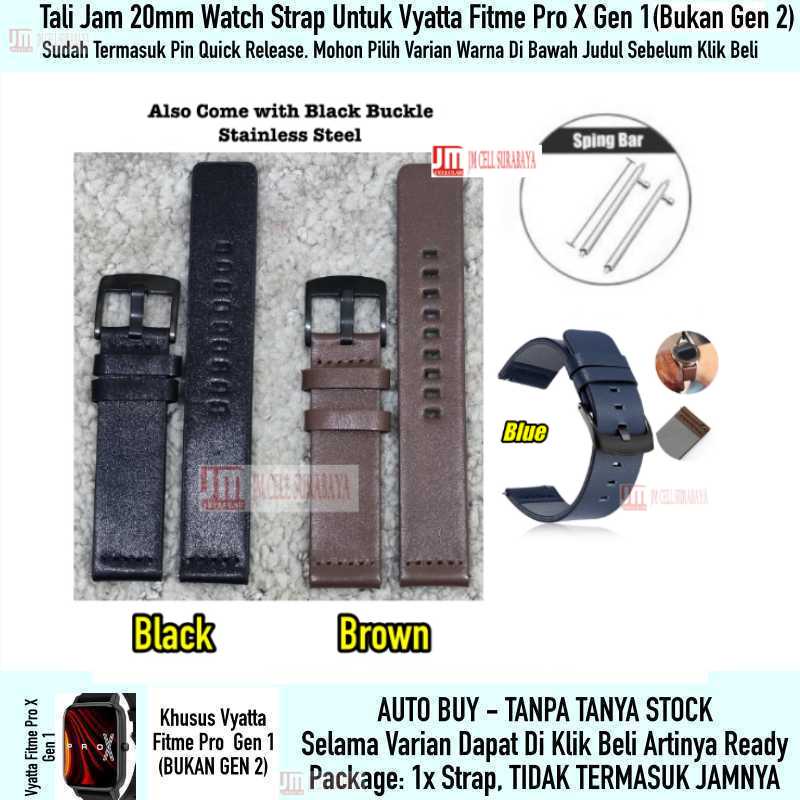 Modern Watch Strap Vyatta Fitme Pro X Gen 1 (BUKAN Gen 2) - Tali Jam 20mm Leather Black Buckle