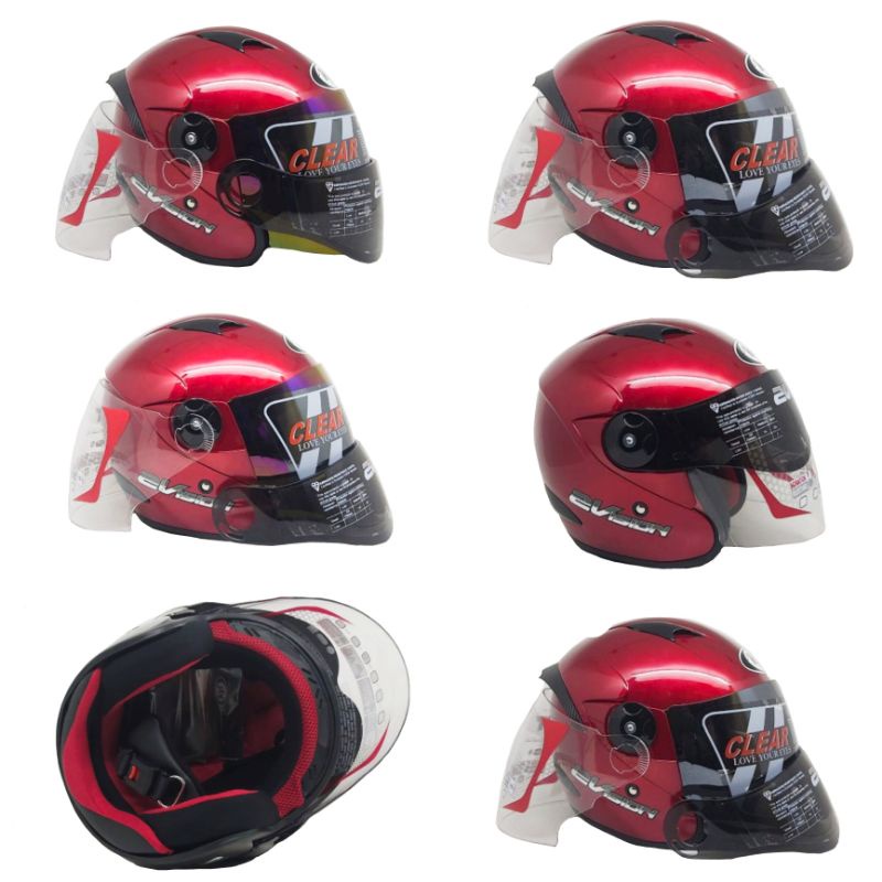 Helm Kyt 2 Vision RedMaroon Paket Ganteng