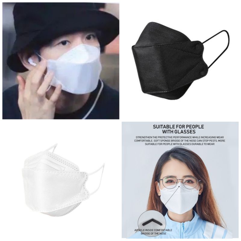 Masker Korea KF94 4Ply Warna Hitam Putih