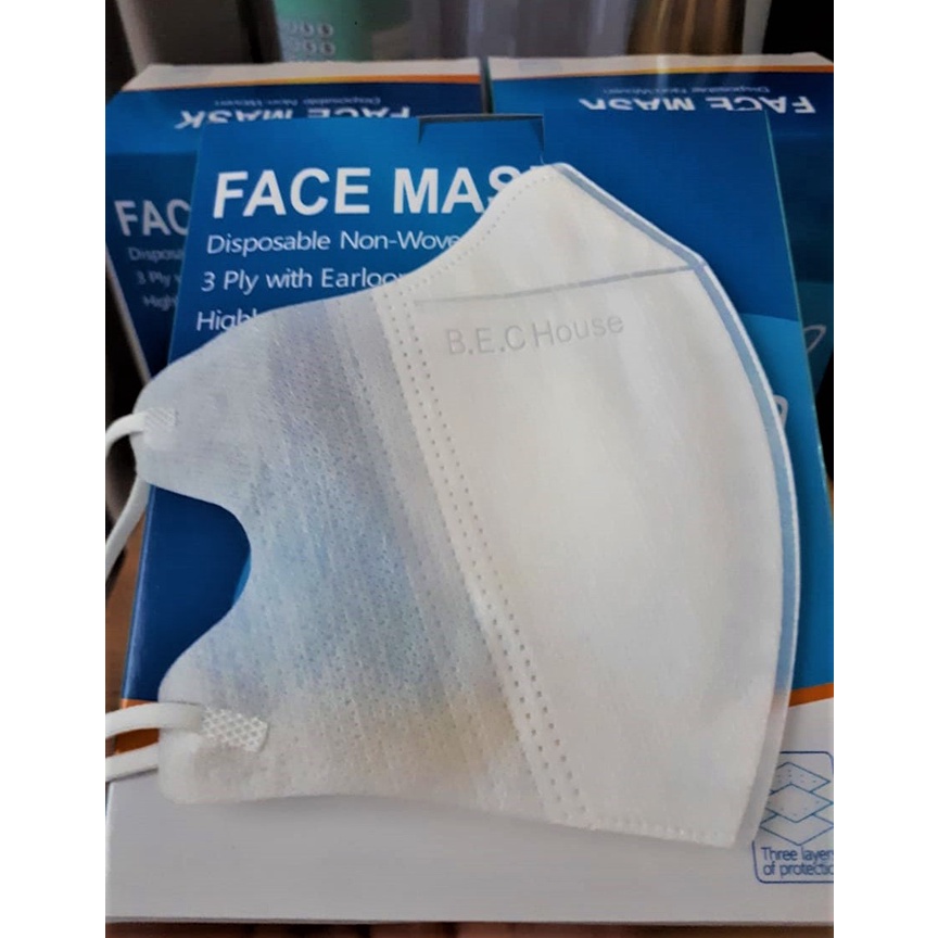 Masker Duckbill Isi 50 Putih Emboss Facemask Like Sensi