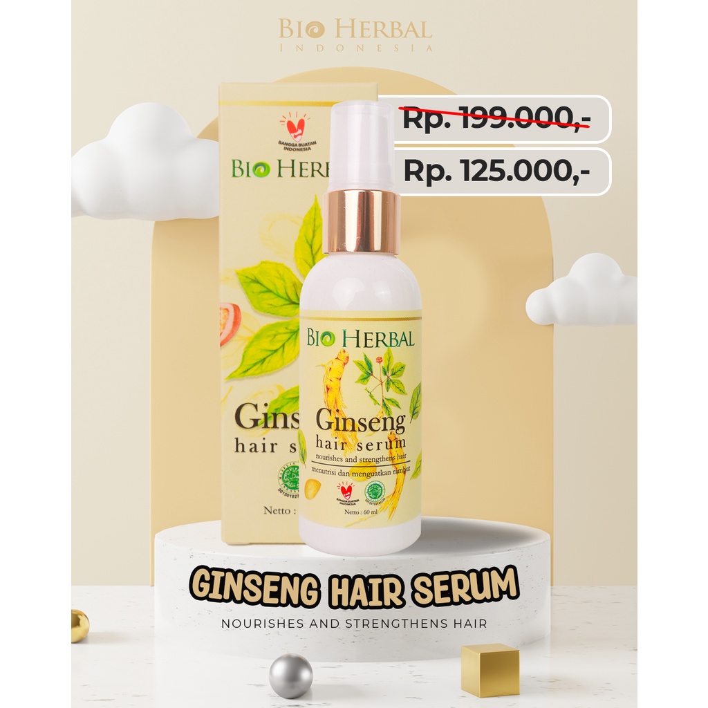 [COD] Bio Herbal Hair Serum Rambut dengan Bahan Alami Menutrisi &amp; Melembabkan Rambut Kering Hingga ke Akar - 60 ML