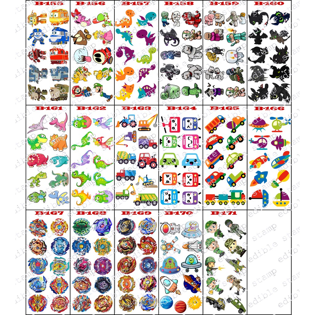 

Edible stamp stiker makanan edible picture edible image B155-B171