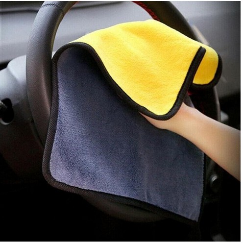 KAIN LAP DETAILING MICROFIBER 500 GSM 30 X 30 Premium Halus Cuci Mobil Motor Premium baru KUNING ABU