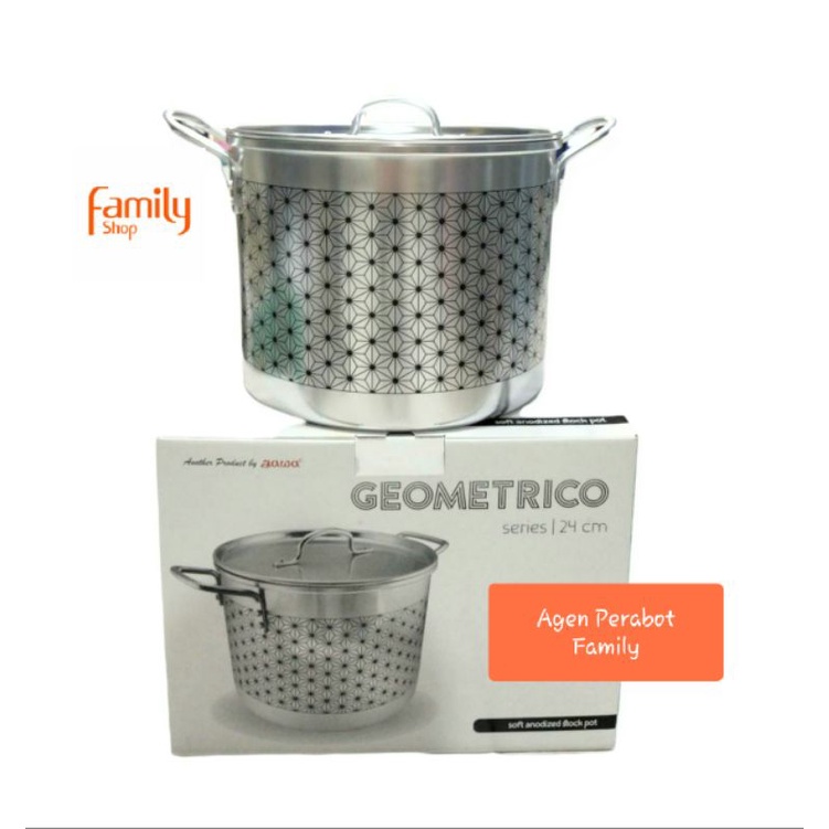 Panci Kuah Bakso Bakmi Soto / Stockpot Geometrico Soft Anodized 24 cm Alumunium