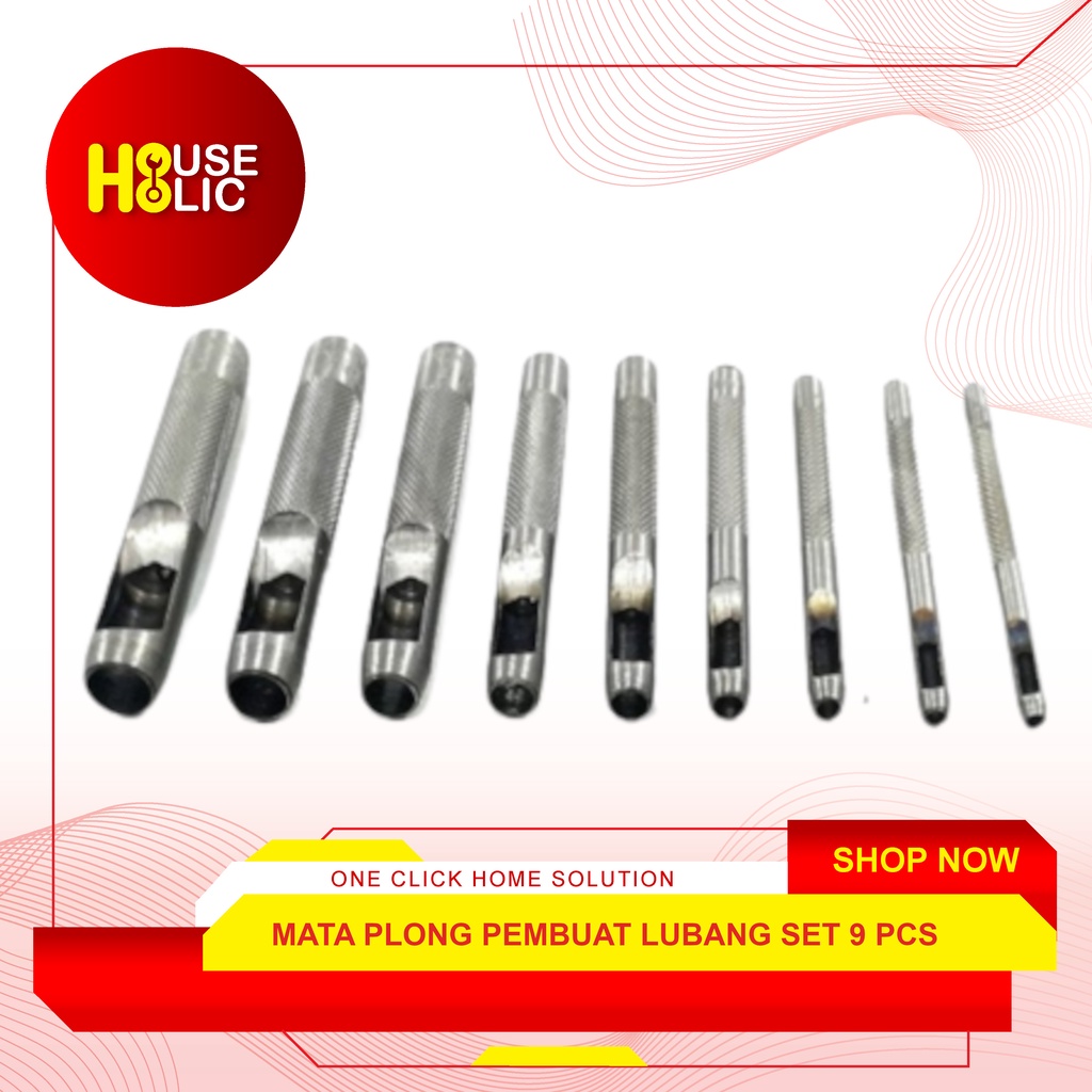 Hollow Punch Set 9 Pcs / Plong Pelubang Pukul / Plong Pembolong