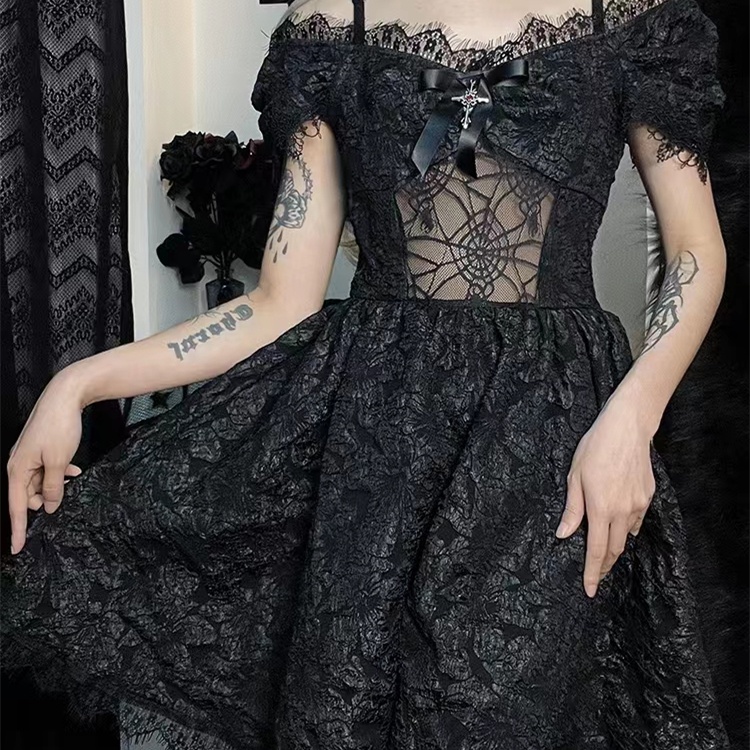 Vintage Halloween Off Shoulder Lace Mini Dress 8494 (S/M/L)