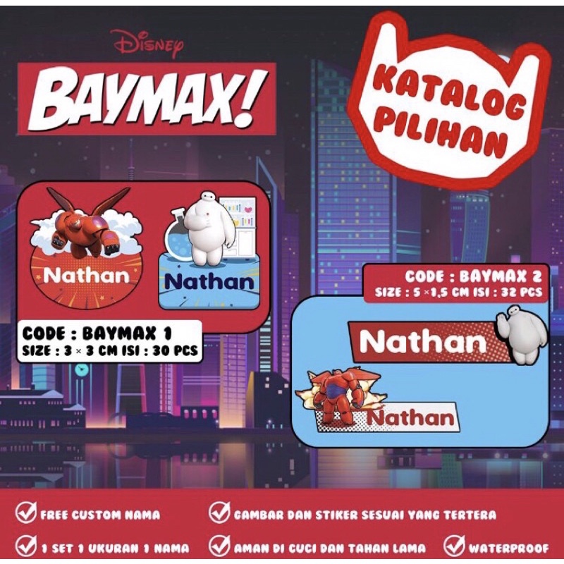 

TAURIELSTORE - STIKER NAMA KAIN BAJU SPONGEBOB BAYMAX SHAUN THE SHEEP DINO DINOSAURUS BOHO