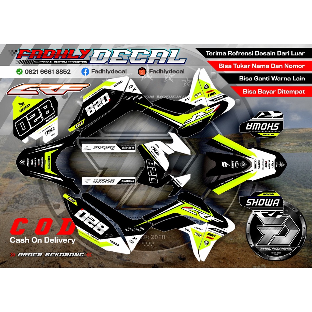 Decal CRF 150 L Kuning Stabilo Hitam Putih Dengan Pilihan Warna Sticker Fullbody