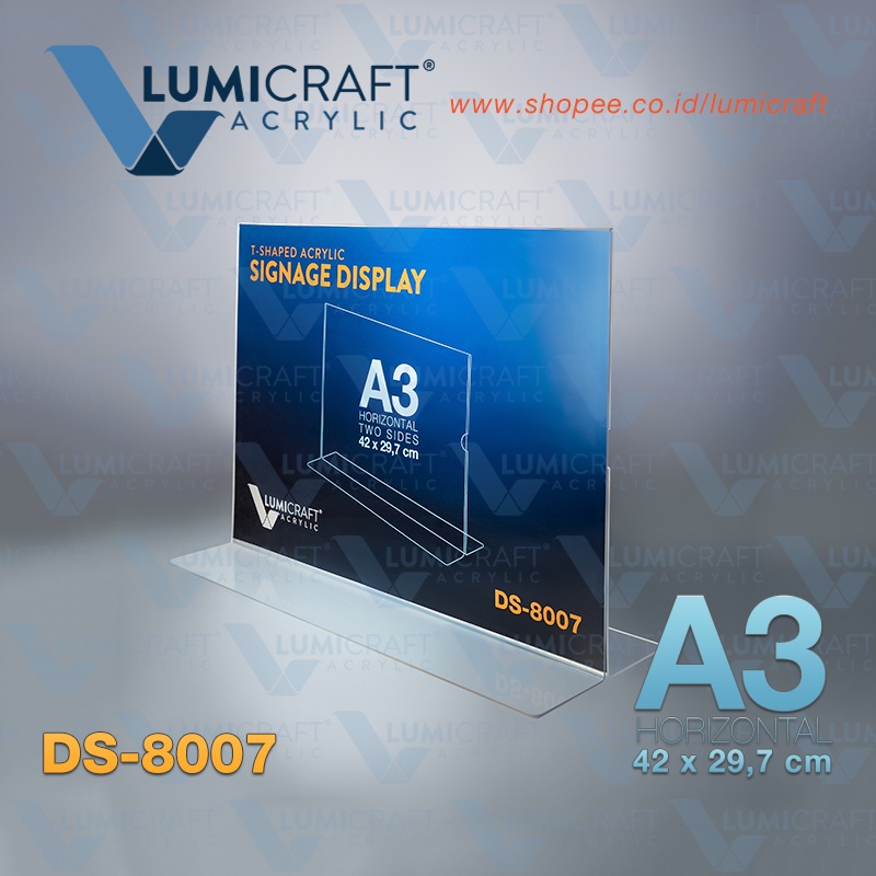 

Tent Card Acrylic model T Jumbo / Display Akrilik ukuran Besar A3 Horizontal | Lumicraft DS-8007