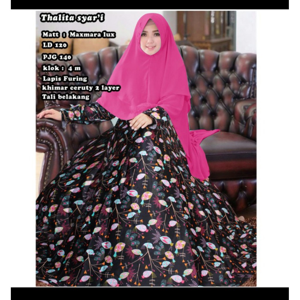 Promo SETELAN GAMIS BIG SIZE LD 120CM MAXMARA LUX KLOK UMBRELLA KHIMAR CERUTY Murah