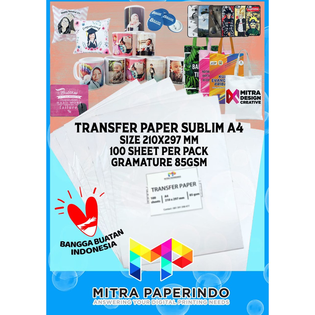 

Ekslusif! Kertas Sublim A4 1pck 100 lembar 85gsm