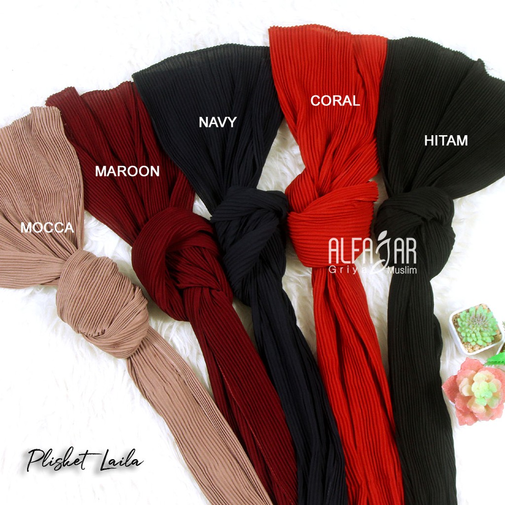 Jilbab Pasmina Instan Plisket Ceruty Babydoll Laila by Alfajar Free Cadar