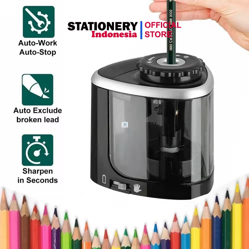 RAUTAN PENSIL ELEKTRIK SERUTAN PENSIL OTOMATIS PENCIL SHARPENER - TENWIN 8005 BISA OTOMATIS  DENGAN 