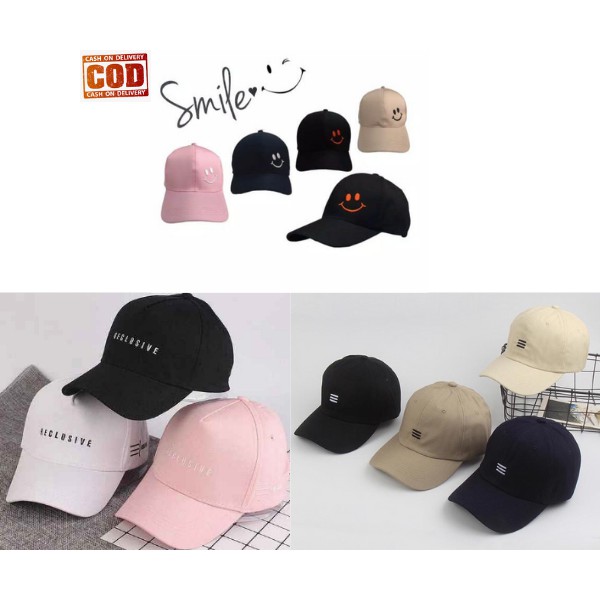 DISKON TOPI BASEBALL BORDIR SMILE / RECLUSIVE / GARIS TIGA RING LAKI PEREMPUAN