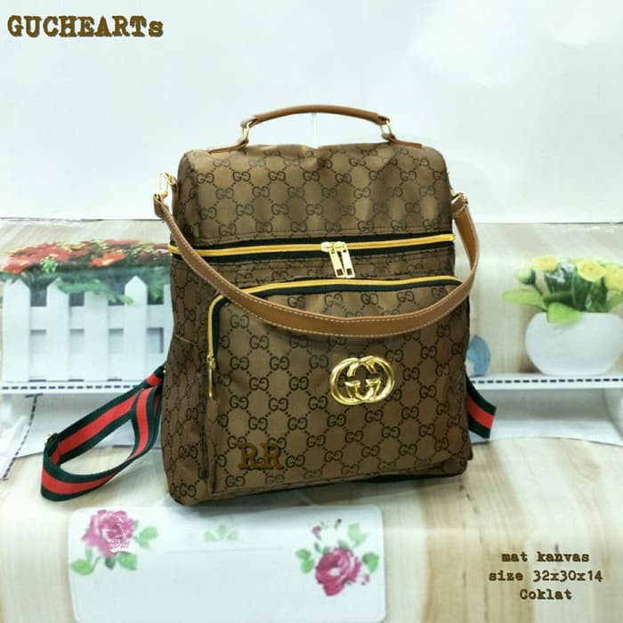 Promo TAS ZASKIABAG RANSEL FASHION WANITA FASHION KOREA GUCCI GUCHEARTS Murah