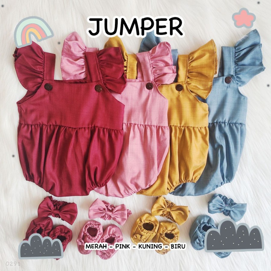 Baju Bayi Perempuan Jumper Bayi Cantik Clink Allsize umur 3 - 10 bulan Set Bando sepatu