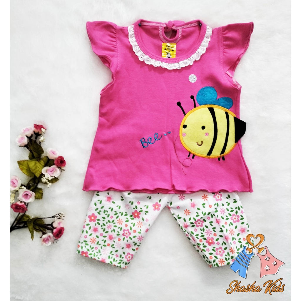 [ A 014] Baju Bayi Perempuan/ Setelan bayi Perempuan bahan kaos SNI  untuk usia 3-6 bln