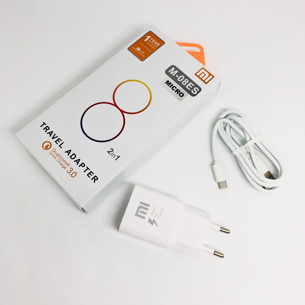 [MINIGO] Charger Xiaomi 2in1 M-08ES Micro Dan Type C Travel Adapter Xiaomi 3.0 Qualcom quick charging casan isi daya cepat bisa buat semua HP