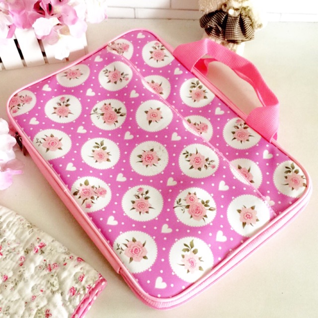 Tas laptop flower, cover laptop shabby chic