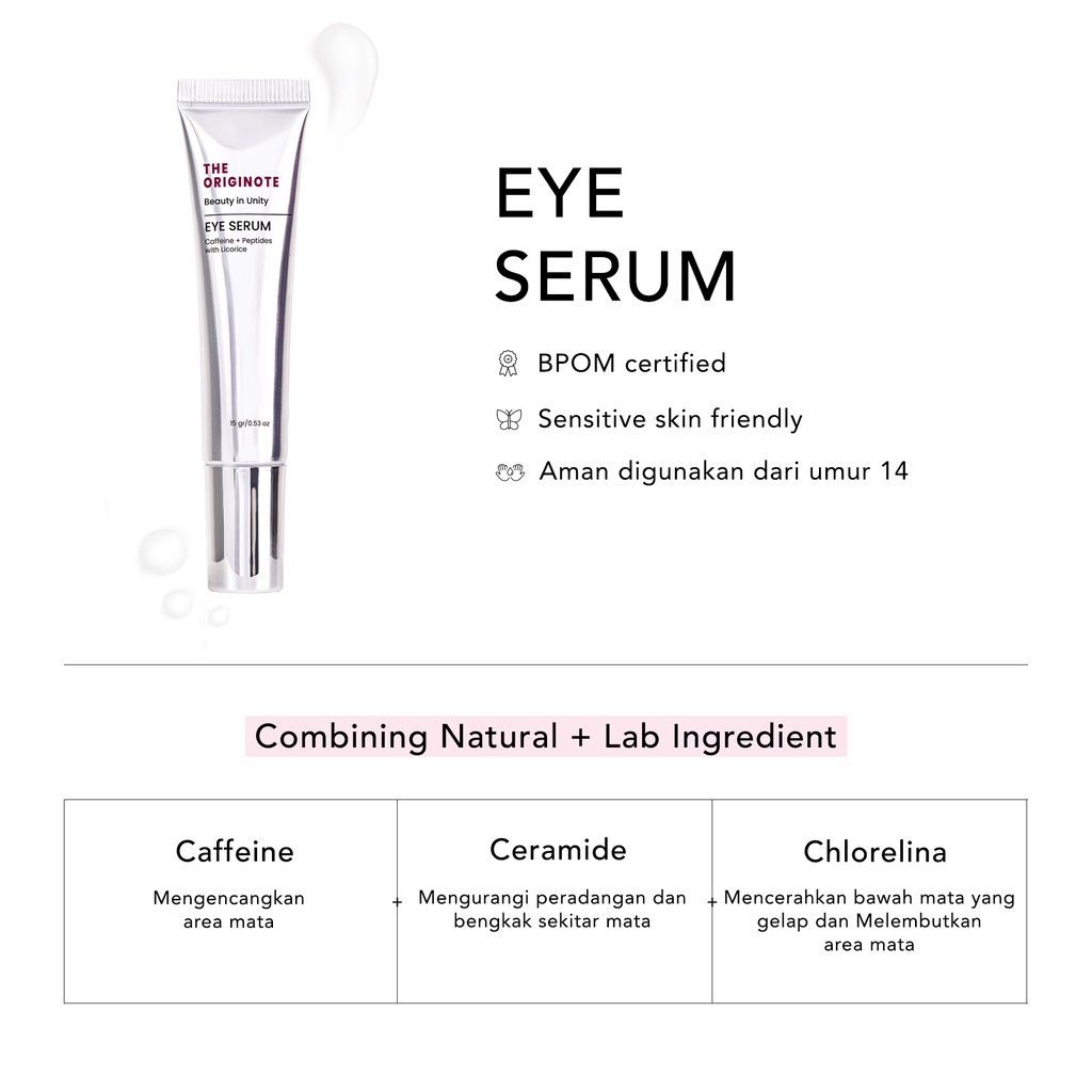 (READY) The Originote Eye Serum 15gr - Eye Treatment Eye Cream untuk Mencerahkan dan Mengencangkan Area Mata