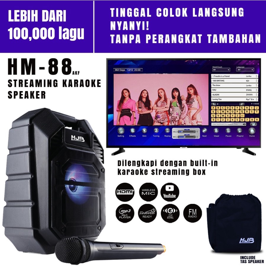 Jual KJB HM88 AKF Portable speaker and karaoke player with wireless mic