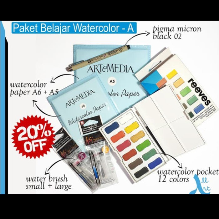 

(TERLARIS) Paket Belajar Watercolor - A