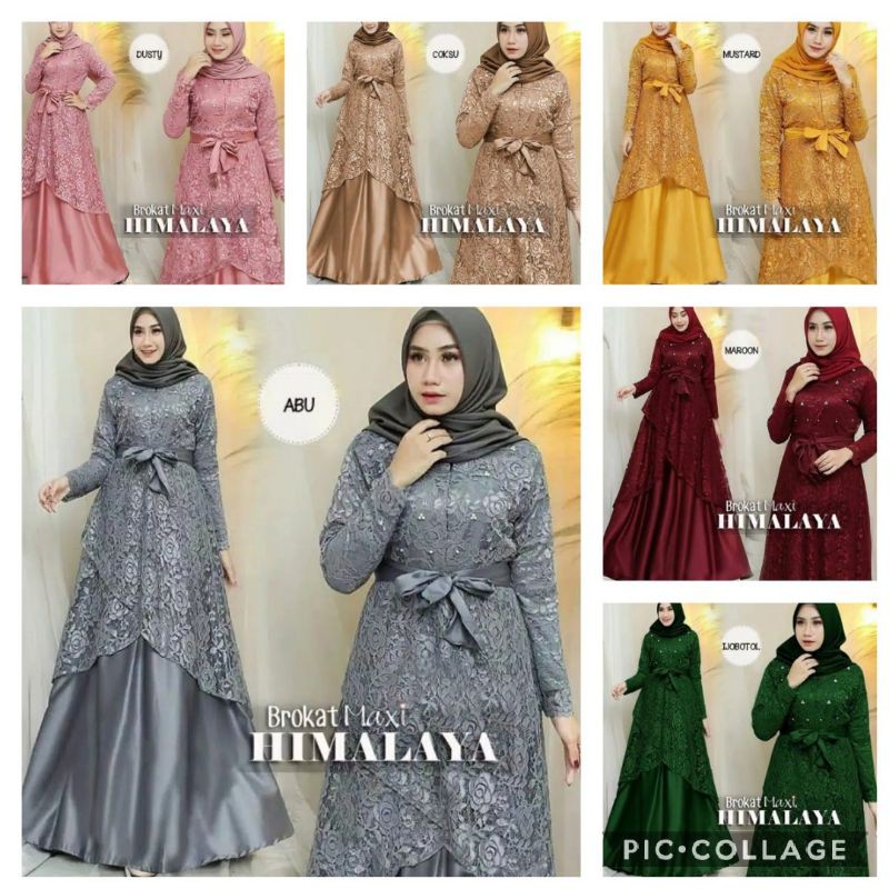 MAXI HIMALAYA BROKAT TULANG CORNELI / GAMIS PESTA CANTIK / MAXI GAMIS MUSLIMAH / MUSLIM FASHION