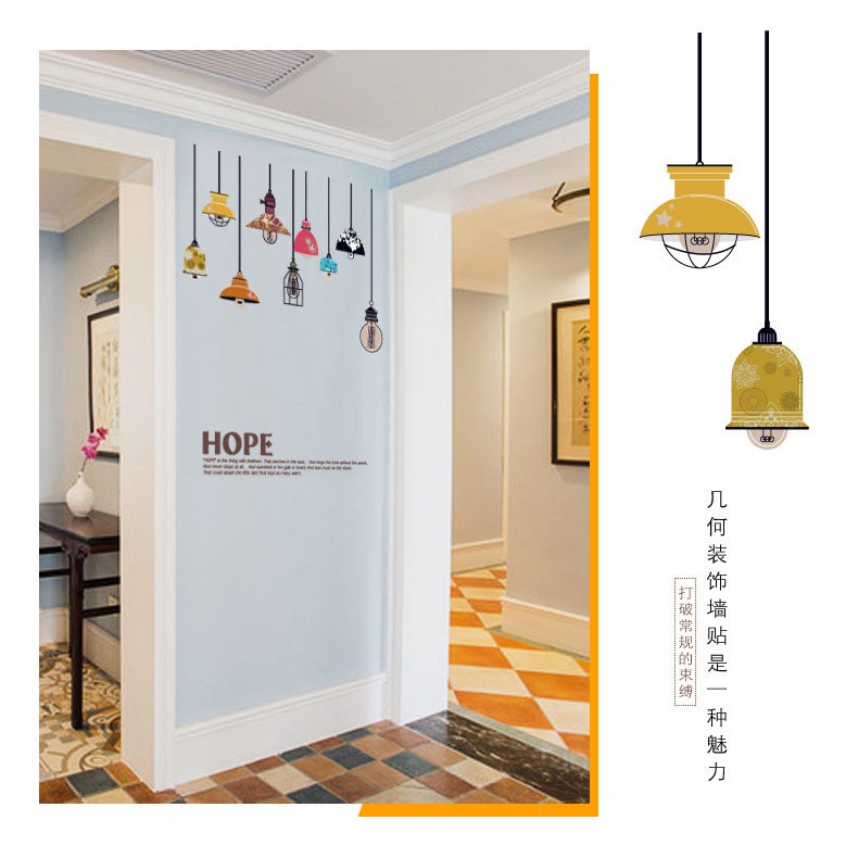 WALLSTICKER LAMP LAMPU HOPE GANTUNG WALSTIKER WALLSETIKER SETIKER CAAFE CAFEE UK 60X90CM STIKER DINDING TEMBOK STICKER CAFE RUANG TAMU KAMAR RUANG TAMU