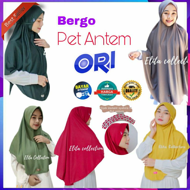 Termurah - Jilbab Elita Collection M L XL XXLPet Antem Bergo Elita Collection Jilbab Pet Antem Elita