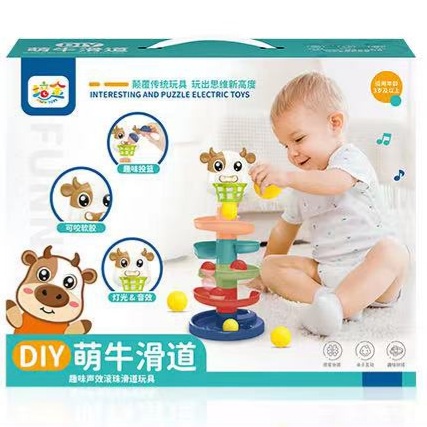 [ Funny ] Mainan Anak Edukasi Seluncuran Bola Rail Mutar Berlampu dan Music-KERBAU