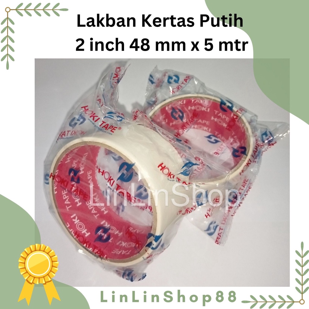 Lakban Kertas Putih 1 inch 24 mm x 5 mtr / 2 inch 48 mm x 5 mtr