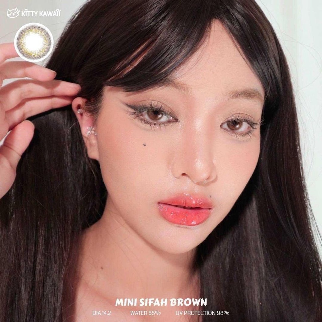 Softlens Kitty Kawaii Mini Sifah - Soflens Warna Gray Brown bisa Minus
