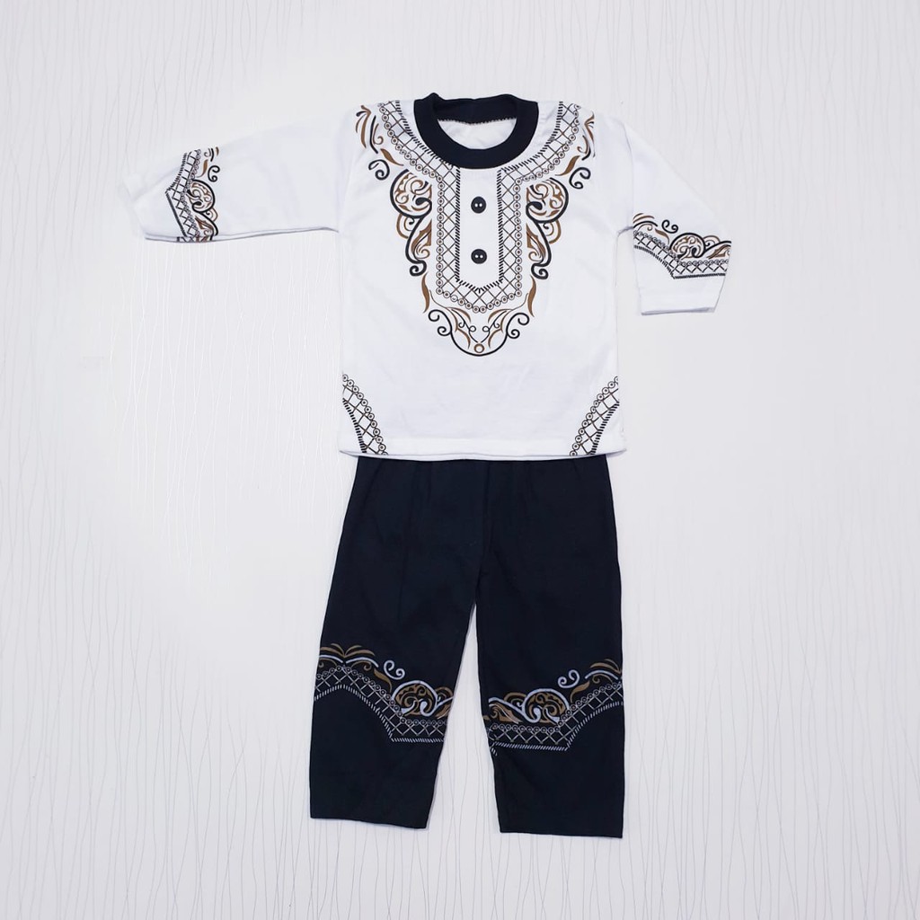 baju koko celana hitam usia 0-18 bulan / baju muslim bayi laki-laki / pakaian islami anak