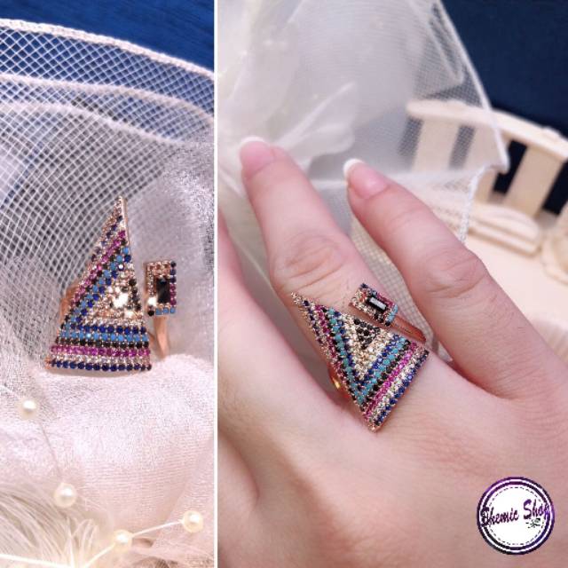 Triangle ring goldplated 18k Rhodium double plating