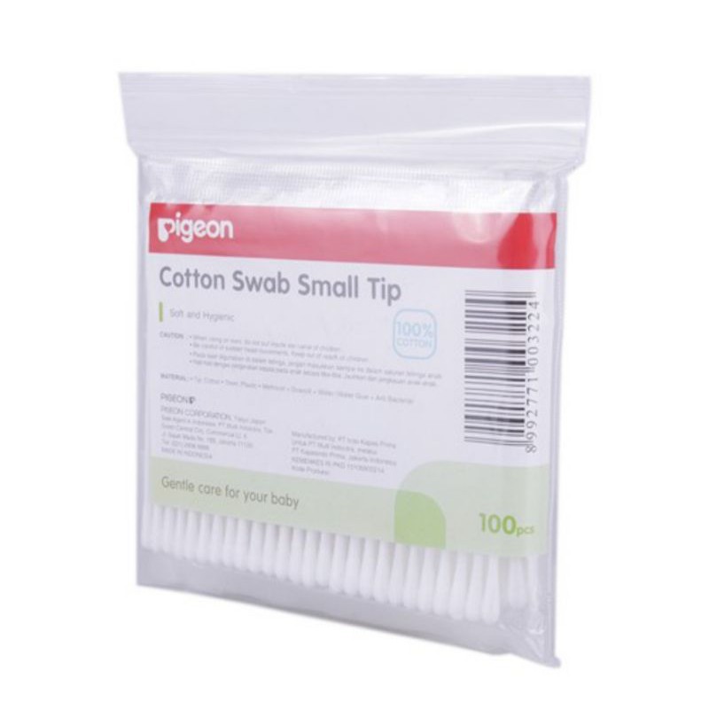 pigeon cotton swab buds 100 s small tip/korek kuping kecil