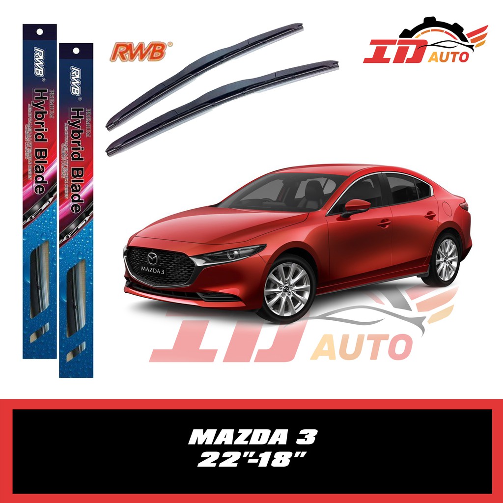 WIPER MAZDA 3 SET UKURAN 22 DAN 18 MERK RWB