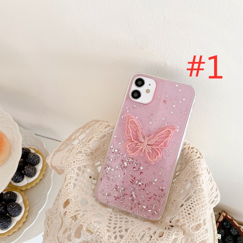 Nice Embroidered Butterfly Silicone Soft Case HP OPPO A95 A74 A36 A96 Realme C20 C21 8 9i Reno 7Z VIVO V20 V21E Xiaomi Redmi Note 10 11 Pro